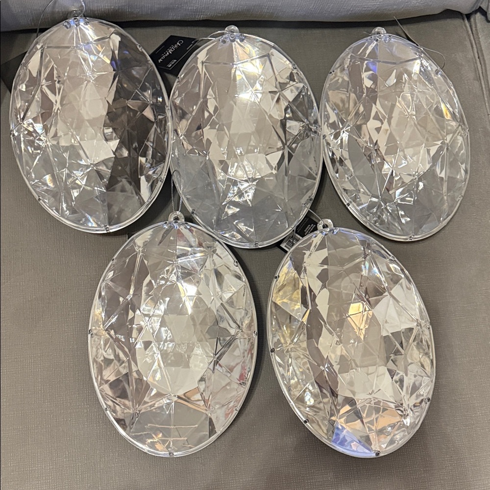 Set of 5 Silver XL Jewel Ornaments - NWT